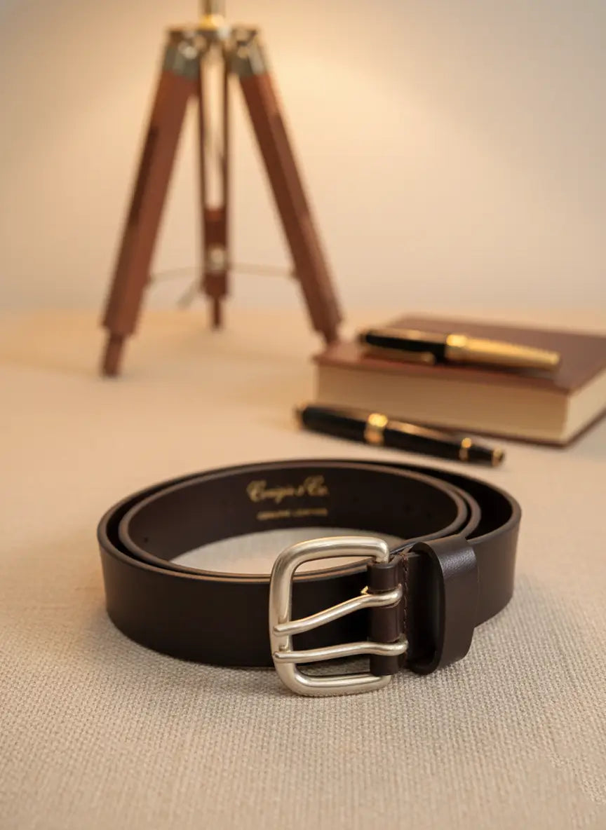Brown leather belt with silver buckle Craigie and co.