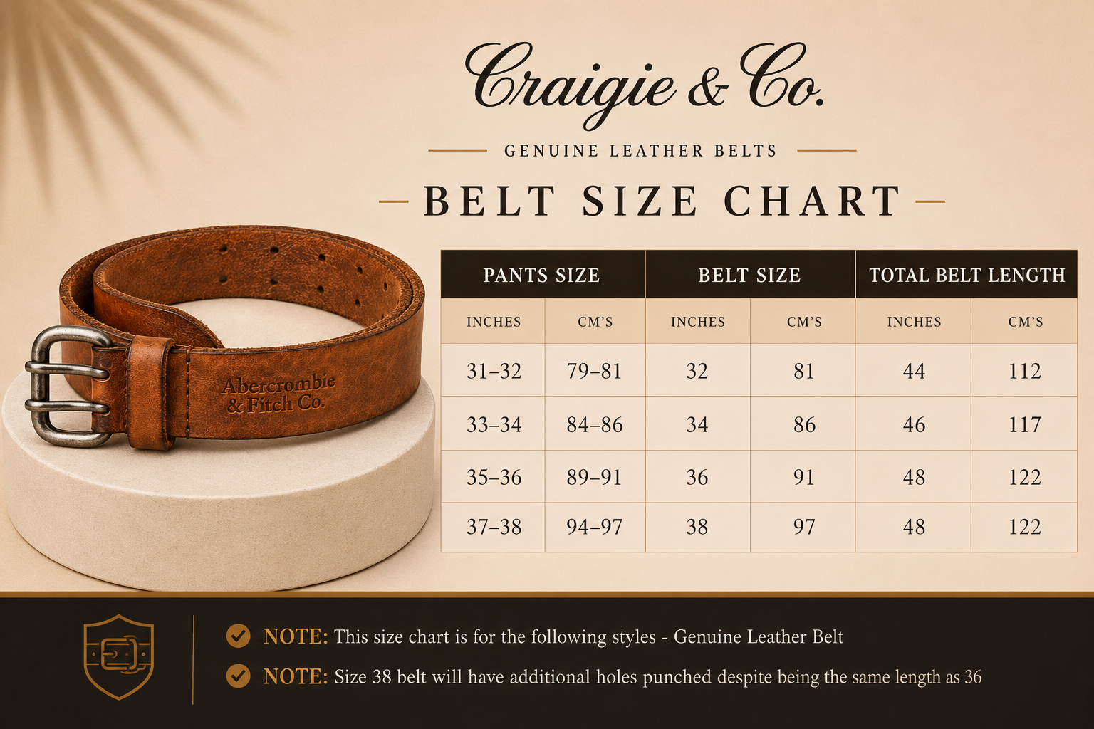 Genuine Leather Belt - Brown